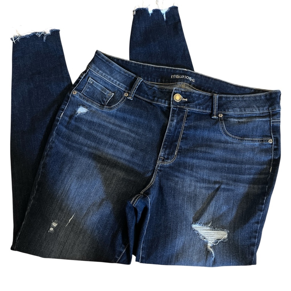 {Maurices} Distressed Skinny Dark Blue Denim Jeans Women’s Size 20w Long
